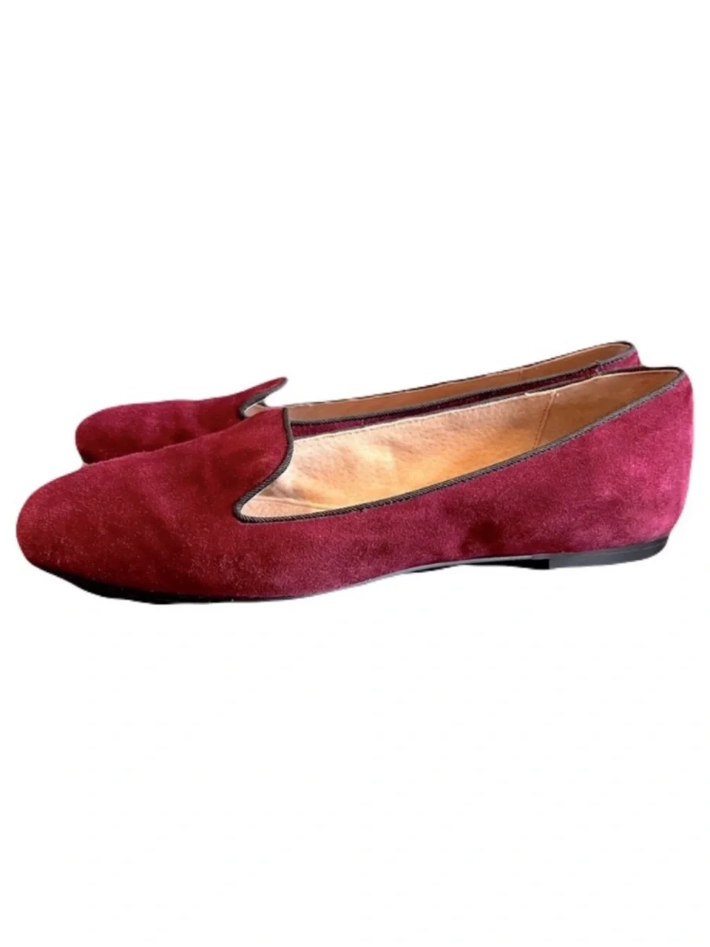 Tahari ‘Clementine’ Burgundy Suede Smoking Slipper Loafers, Size 7